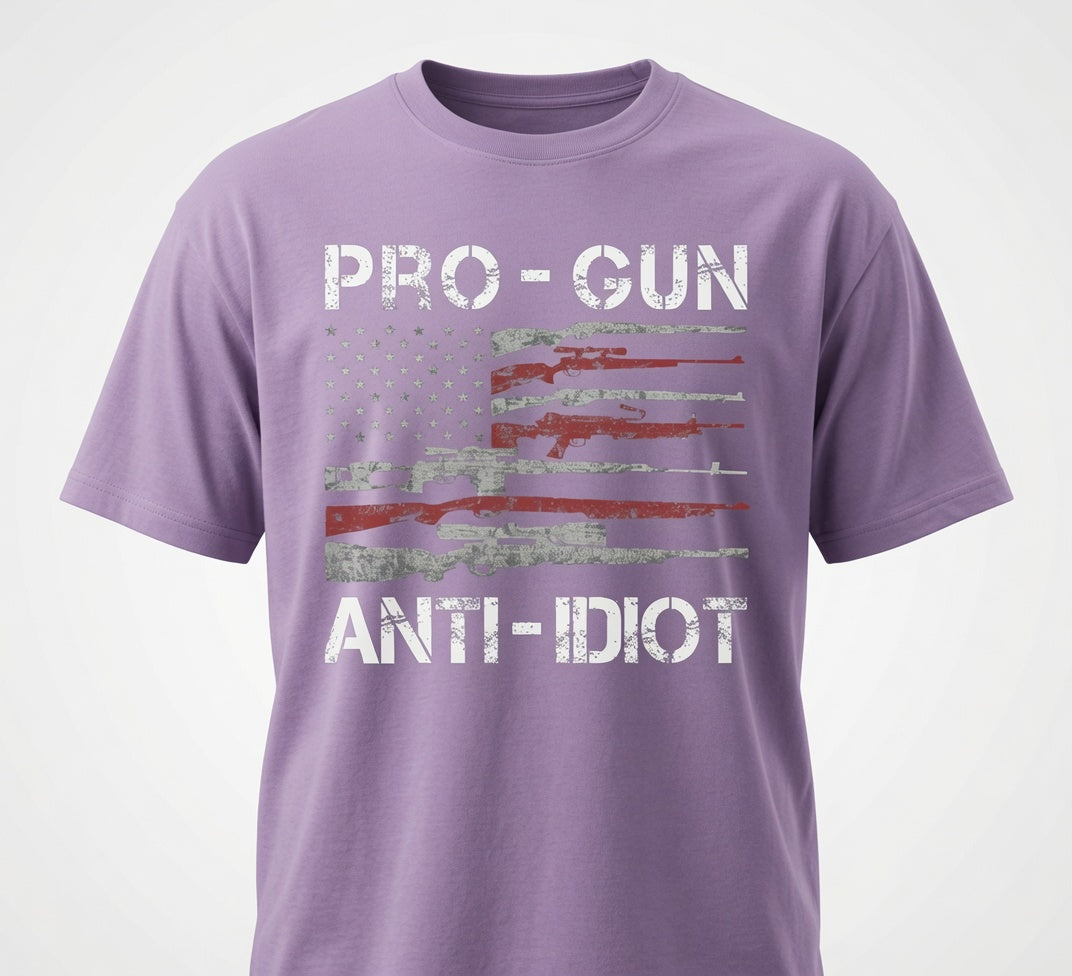 Pro-Gun Anti-Idiot Vintage American Flag - T-Shirt