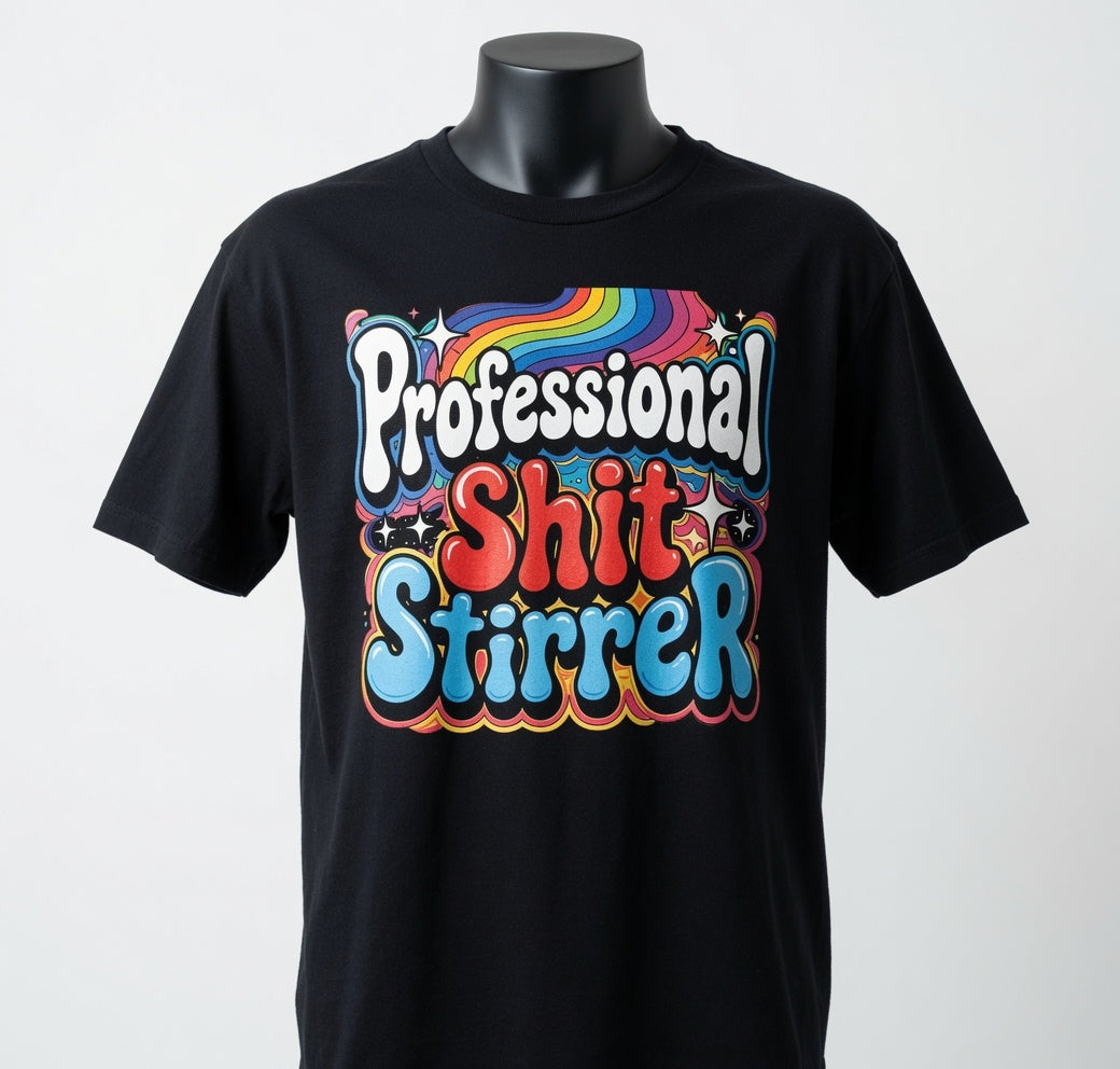 Professional Shit Stirrer T-Shirt - Funny Adult Humor Graphic T-Shirt