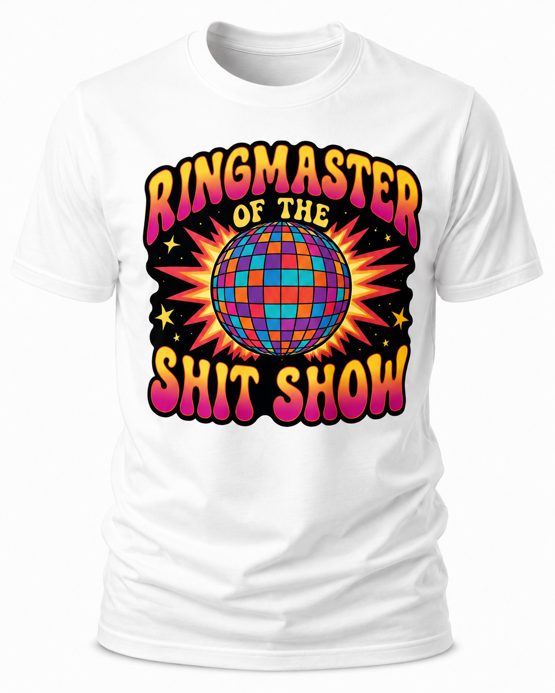 Ringmaster of the Shit Show T-Shirt - Retro Disco Ball Graphic Tee