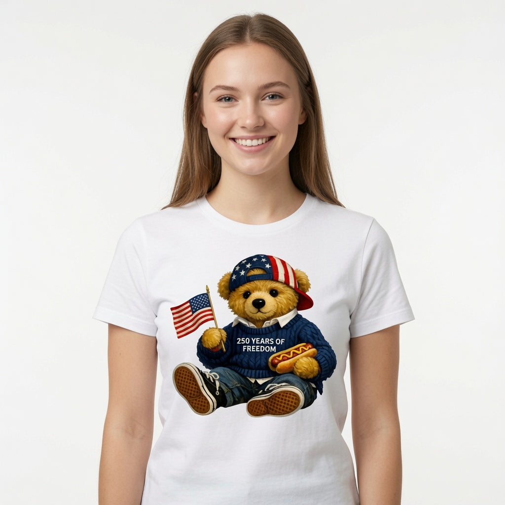 250 Years of Freedom Teddy Bear Graphic T-Shirt