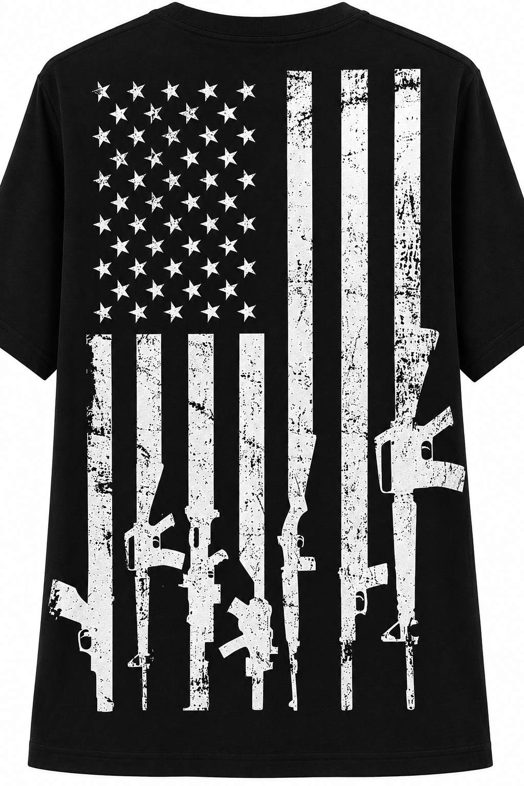 USA Distressed Flag with Rifles T-Shirt