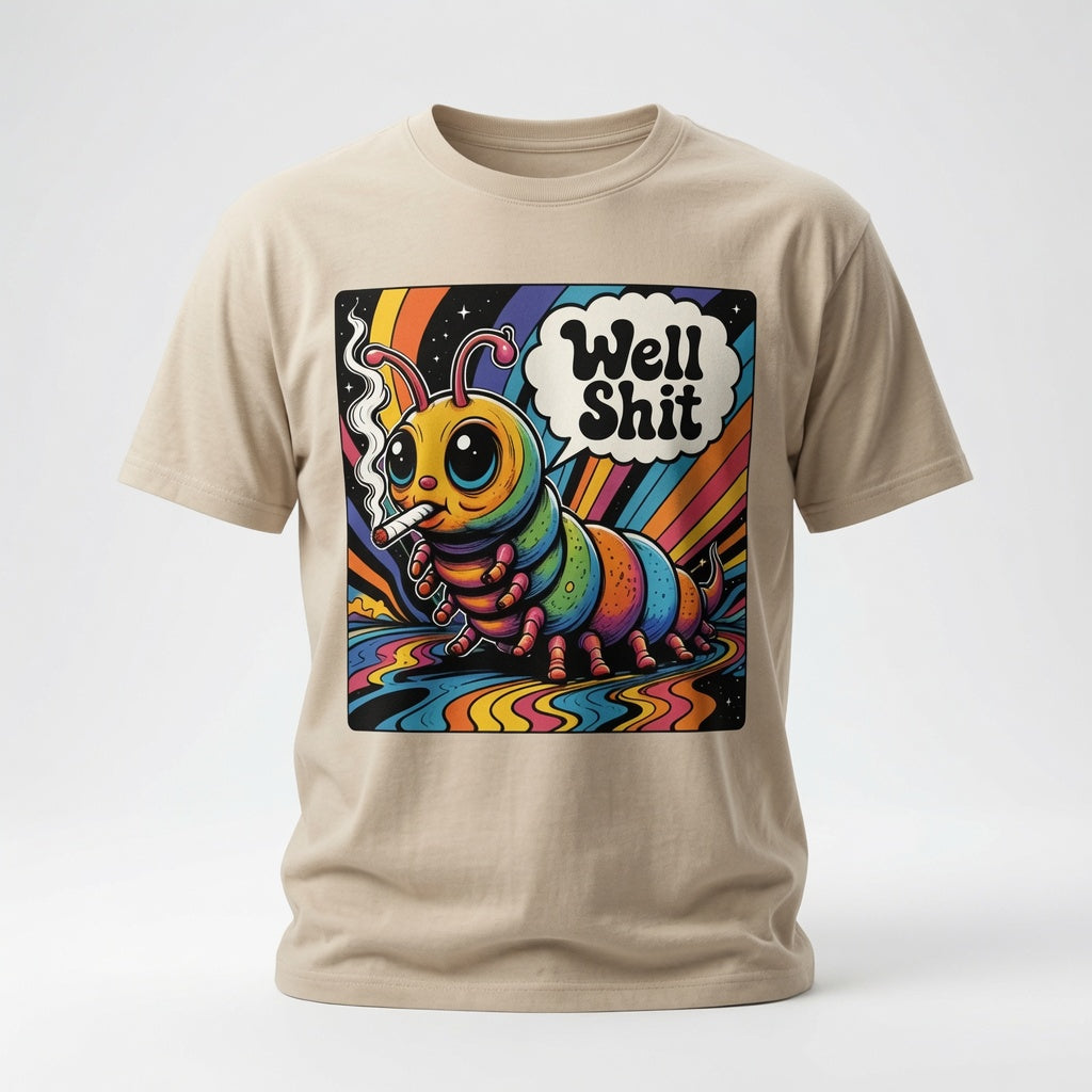 Well Shit T-Shirt - Psychedelic Rainbow Caterpillar Shirt