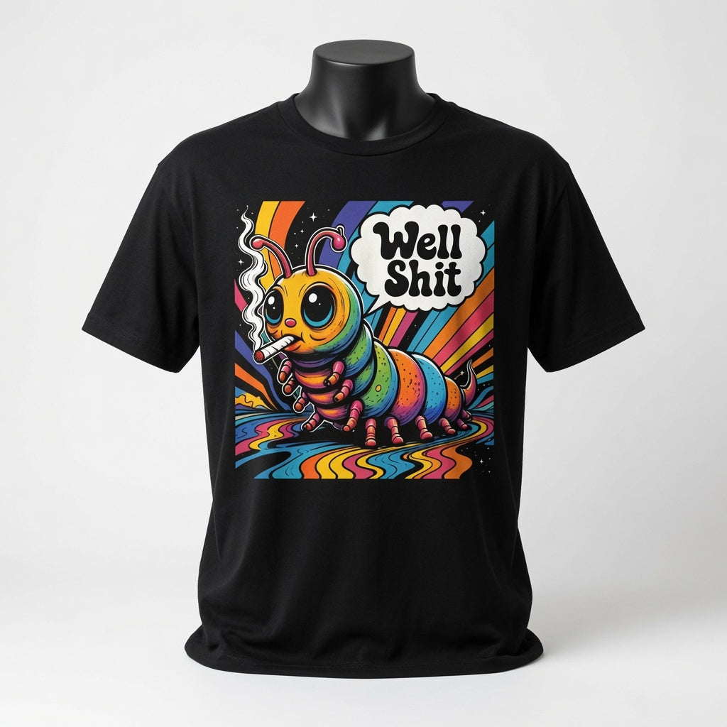 Well Shit T-Shirt - Psychedelic Rainbow Caterpillar Shirt