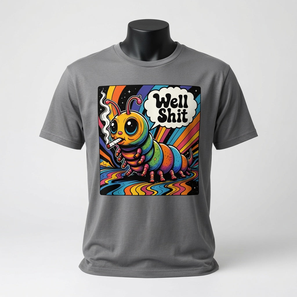 Well Shit T-Shirt - Psychedelic Rainbow Caterpillar Shirt