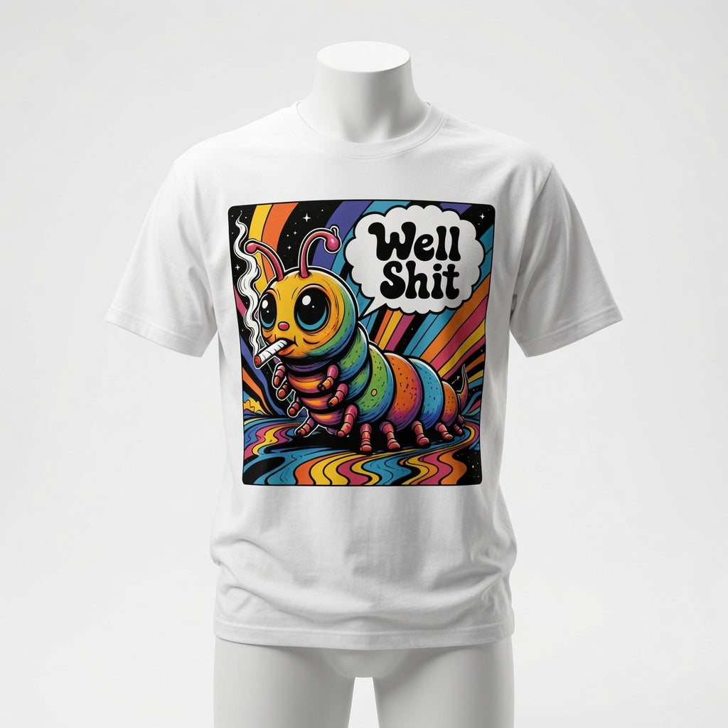Well Shit T-Shirt - Psychedelic Rainbow Caterpillar Shirt